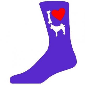 Husky Heart Purple Socks