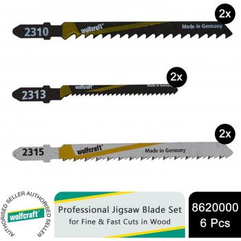 Conjunto de 6 Hojas Wolfcraft 8620000 – Sierra de Calar para Madera Profesional