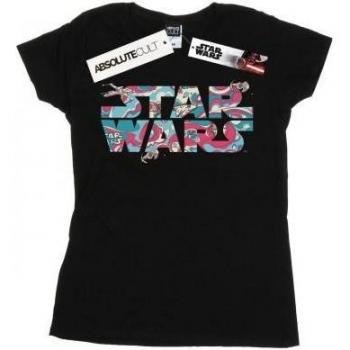 Tee Star Wars de estilo femenino con logo de barco wavy en algodón