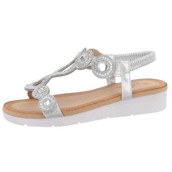 Ital-Design Damen Wedge Sandalen in Silber