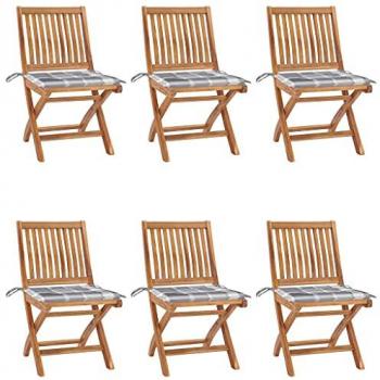 Colección de Jardín: 6 Sillas Plegables de Madera Maciza Teca