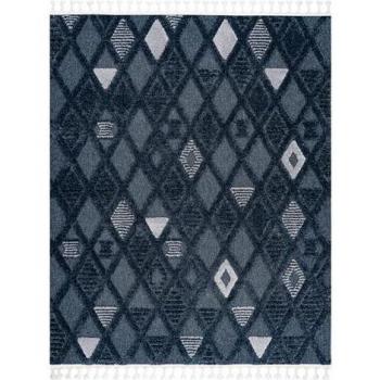 Blue Diamond Fringe Berber Rug – Sevilla Model