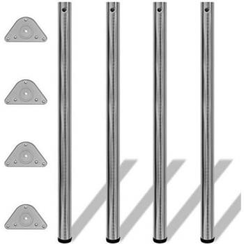 4 Table Legs Height Adjustable Brushed Nickel 1100 mm