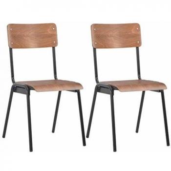 Mesa y Sillas Duo en Acero Marrón y Madera Contrachapada