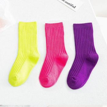 Kids' Solid Color Cotton Tube Socks (1-12 Years)