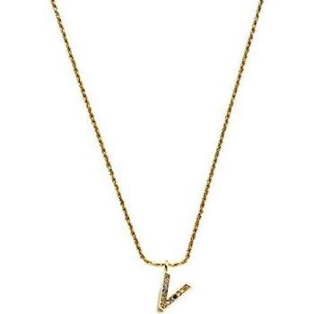 Collar Pertegaz colección INICIALES mujer 41 cm. metal dorado colgante inicial V 1.5 cm