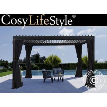 Dancover Pergola Bioclimatique 3x4m Monterey avec Rideaux
