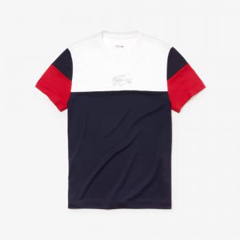 Lacoste Sport Herren T-Shirt Th3421 Blau Marine-Rouge Blanc A10, M (Herstellergröße: 4)