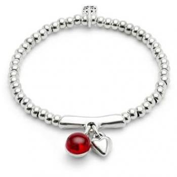 Bracelet à boules en verre de Murano avec cœur plaqué argent