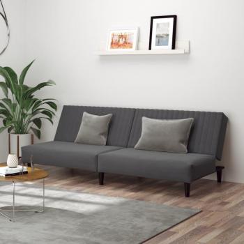 VidaXL Samt Schlafsofa 2-Sitzer Dunkelgrau