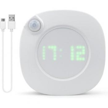 Reloj de pared con luz LED y alarma digital