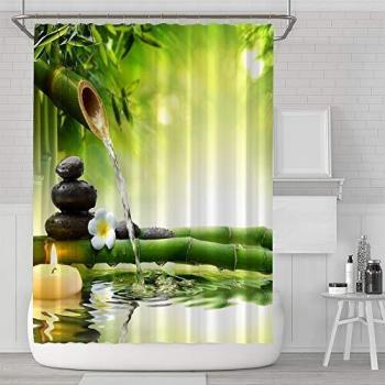 Aitsite Waterproof Bamboo Flamingo Shower Curtain