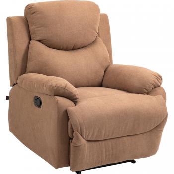 HOMCOM Poltrona Relax Manuale Reclinabile 150° con Poggiapiedi in Tessuto, Marrone Scuro