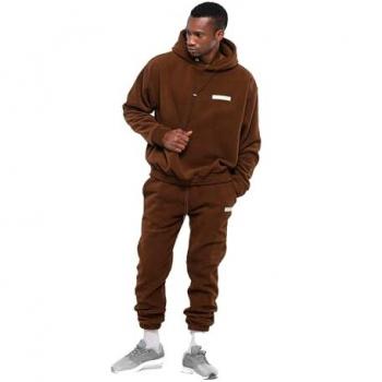 Tom Barron Oversize Fleece Jogginganzug für Herren Kamel L