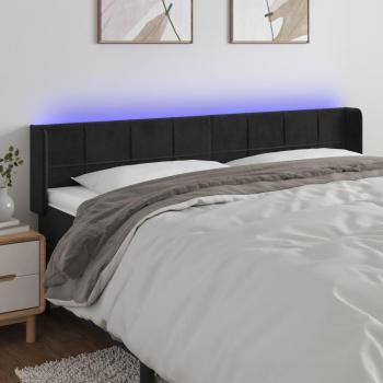 Samt Kopfteil mit LED Schwarz 203x16x78/88 cm
