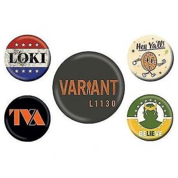 Set de 5 badges Loki TVA – Couleurs vives, taille unique