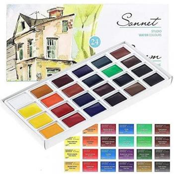 Sonnet Schoolverfset Aquarel – 24 Volledige Pannen 2,5 ml