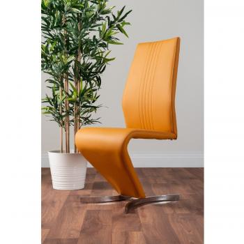 2 x Willow Upholstered Faux Leather Chrome Z Modern Kitchen Dining Chairs