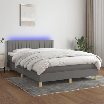 Boxspringbett Dunkelgrau 140x190 cm mit integrierter LED