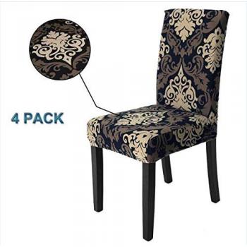 Housse de Chaise Extensible 4 pièces Veakii R, Amovible et Lavable, Décor de Salle à Manger