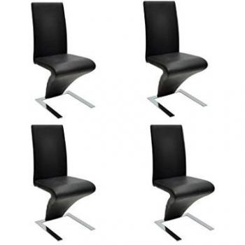 VidaXL Conjunto de 4 sillas de comedor de cuero sintético negro