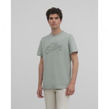 Tee Silbon Hombre Verde Lila con Detalle de Texto