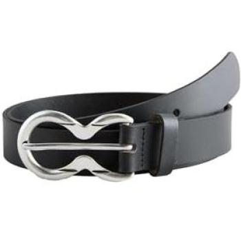 Dual‑Ring Midnight Leather Belt in Silver