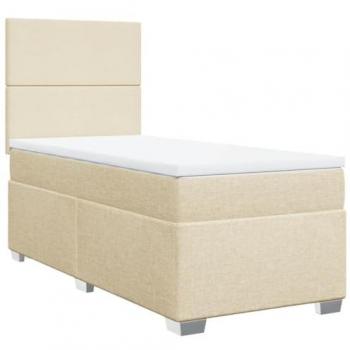 Caisse de sommier à lattes crème 90x190 cm – revêtement textile