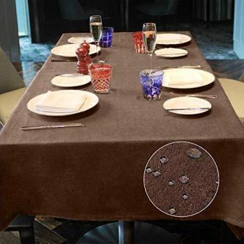 Mantel Antimanchas LUOLUO Rectangular Impermeable para Eventos (Marrón, 140x180cm)