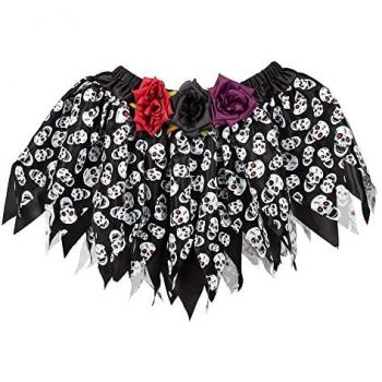 Totenkopf‑Design Damenrock BOLAND BV – Día de los Muertos, Halloween, schwarz–weiß