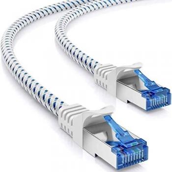 DeleyCON 15m CAT8.1 Patchkabel Nylon Netzwerkkabel S/FTP PIMF 2000MHz 40Gbit RJ45 LAN DSL Kabel