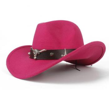 Winter Wool Cowboy Hat with Tauren Belt, Unisex, Size 56-58CM