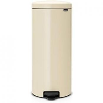 Brabantia 114281 Edelstahl‑Treteimer (30 L) mit Inneneimer in Almond‑Farbe – für den Wohnbereich