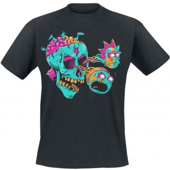 Men's Black Rick and Morty Eyeball Skull Shirt