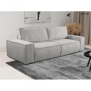Canapé convertible 3-4 places en tissu bouclette gris AMELIA