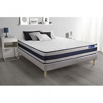 Ensemble Matelas Latex et Mémoire de Forme 160x200 cm avec Sommier Gris