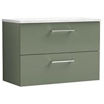 Satin Green 800mm Wall Hung Vanity Unit