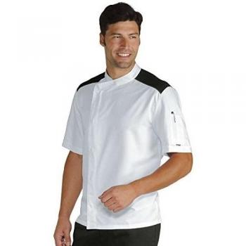 Málaga Chaqueta de cocinero Isacco Blanco-Preto XL 100% Algodón
