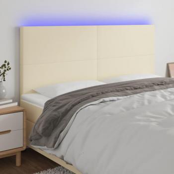 Testiera in Similpelle con LED 200x5x118/128 cm Crema