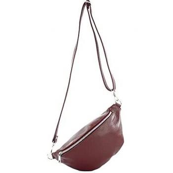 Modamoda de T211 – Italienische Damen-Tasche: Hüfte/Bauch/Brust, Medium, weiches Leder, Bordeauxviolett