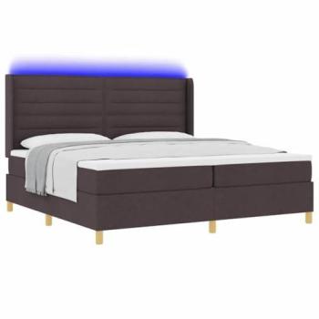 Lit à ressorts et matelas LED couleur marron 140x200 cm – tissu haute qualité