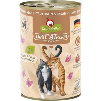 GranataPet Delicatessen Nassfutter für Katzen, Truthahn & Fasan, 400 g Dose