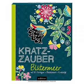 Kratzzauber Blütenmeer: mit 10 Vorlagen, Bastelideen, Kratzstift