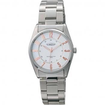 Sakura Wave White AUREOLE 3‑X Waterproof Stainless Steel Push Clock