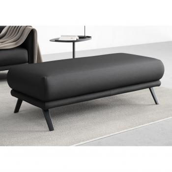 SIT&MORE Scandia Hockerbank – 147 × 48 × 68 cm, samtiges Material, schwarz matte Metallbasen