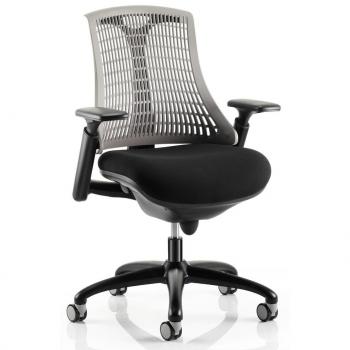 Flex Task Operator Chair Black Fabric Seat Grey Back With Arms