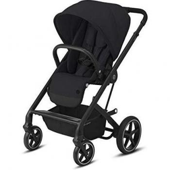 Cybex Balios S Lux Stroller, Ultra-Compact, Lightweight, One-hand Folding Mechanism, from Birth to 22 kg (Approximately 4 Years), Deep Black with Black Frame