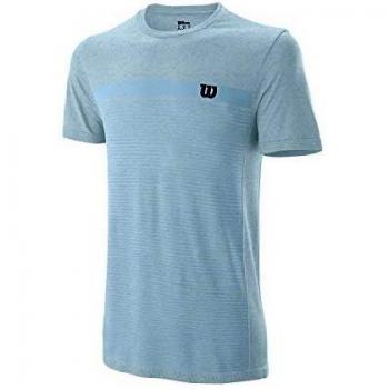 Wilson Homme, T-Shirt de Tennis à Manches Courtes, M COMPETITION SEAMLESS CREW, Polyester/Nylon, Bleu