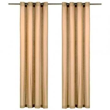 Gardinen mit Metallschnurösen, Material: Baumwolle, Größe: 140x245 cm, Farbton Beige, Set aus 2 Stück