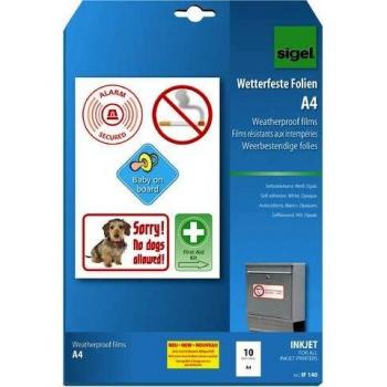 Sigel Self-Adhesive Inkjet Film, Weatherproof, Opaque, 10 Sheets